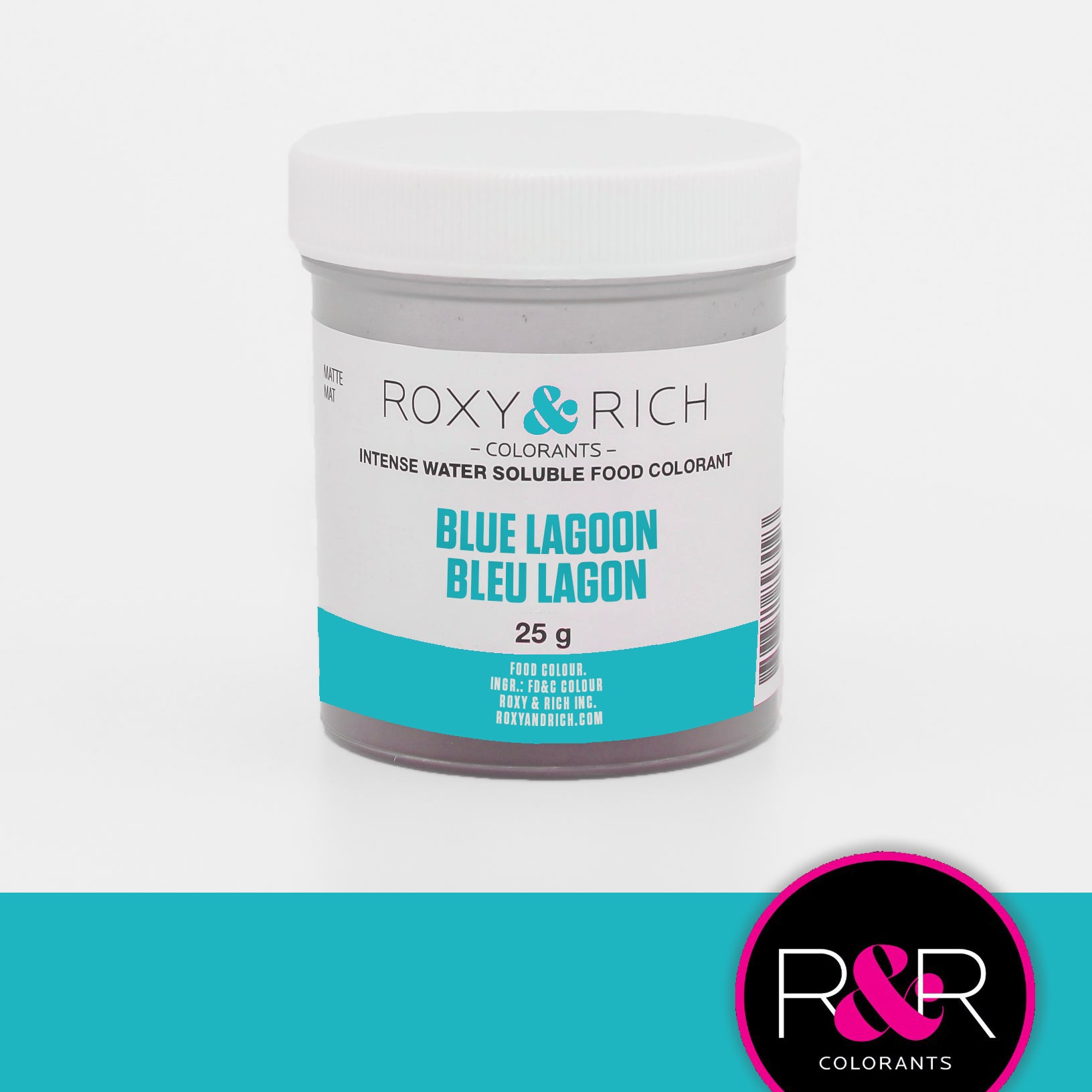 Colorant alimentaire hydrosoluble Bleu Lagon 25g   - Roxy & Rich - Colorant alimentaire hydrosoluble - H25-008