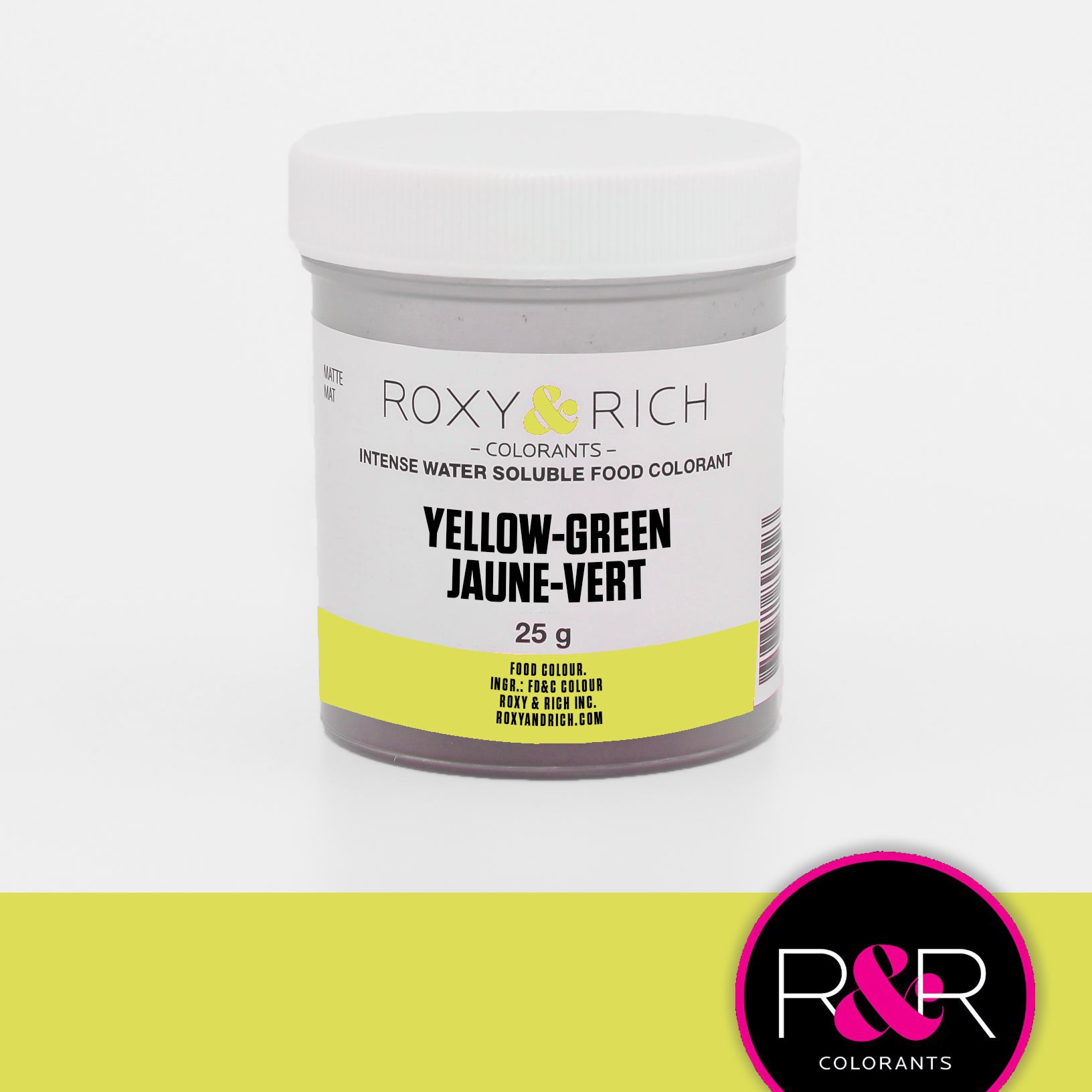 Colorant alimentaire hydrosoluble Jaune-Vert 25g   - Roxy & Rich - Colorant alimentaire hydrosoluble - H25-009