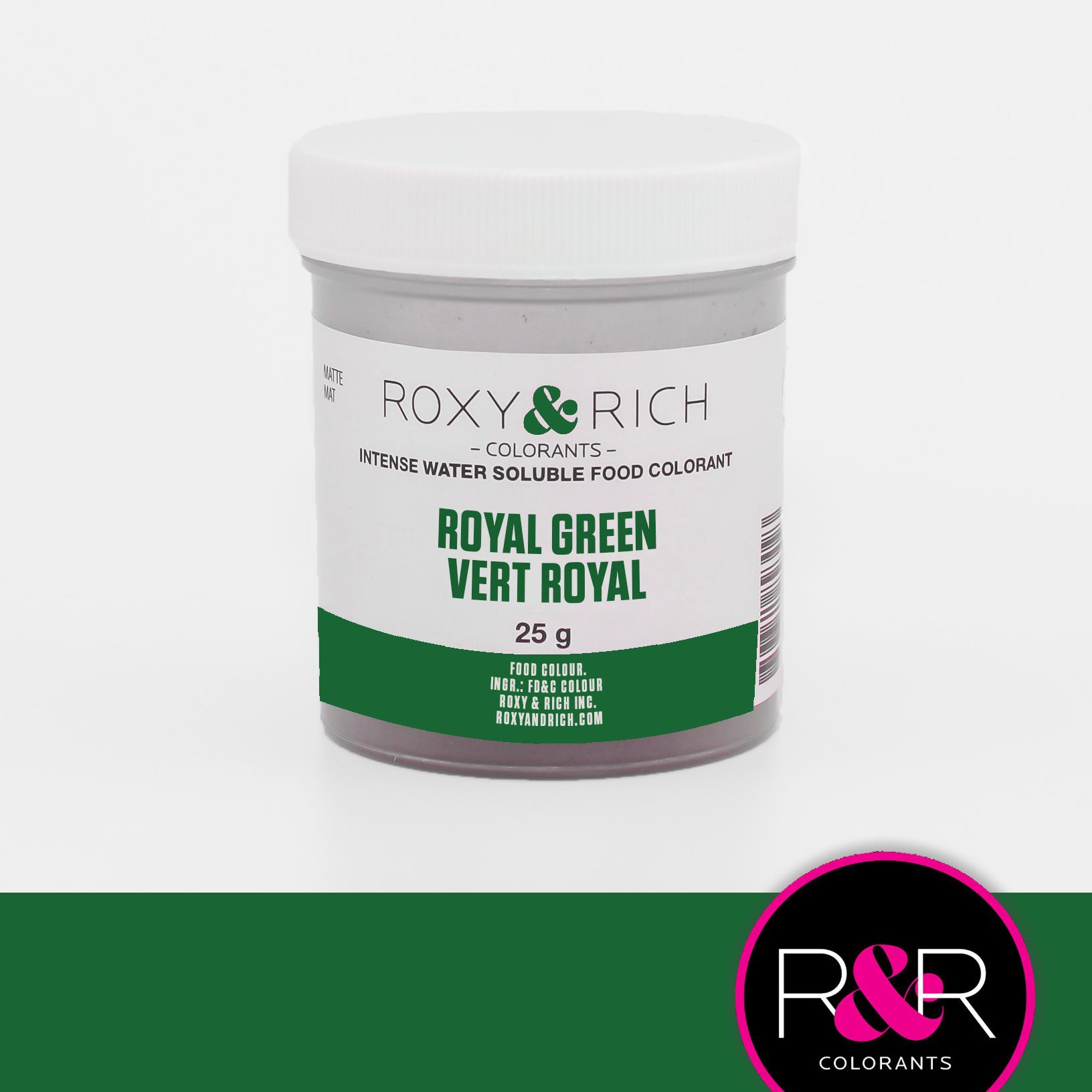 Colorant alimentaire hydrosoluble Vert Royal 25g   - Roxy & Rich - Colorant alimentaire hydrosoluble - H25-011