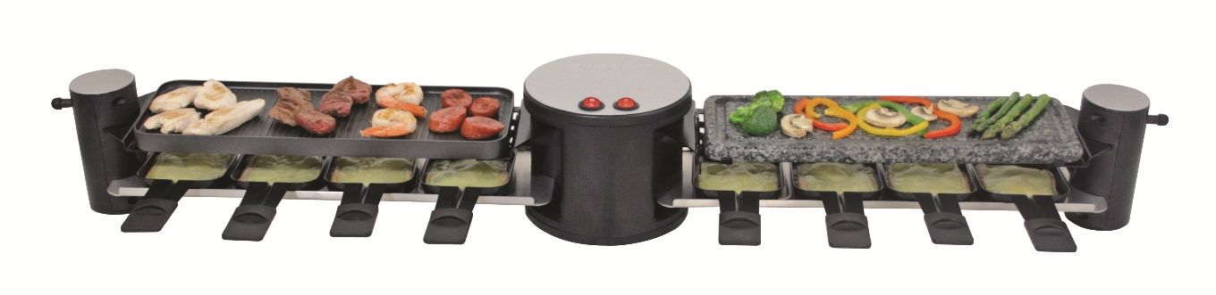 Raclette pour 8 personnes SWIVEL pivotante 180° granite et antiadhésif réversible    - Swissmar - Appareil à raclette - 