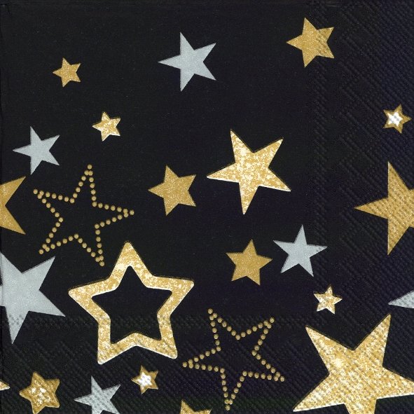 Serviette de table ''Sparkling Stars Noir et doré''    - IHR - Serviette - 