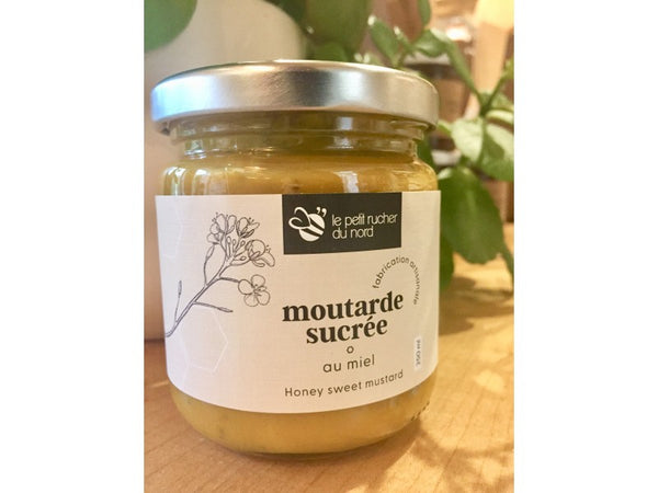 Moutarde sucrée au miel    - Le petit rucher du Nord - Miel - 
