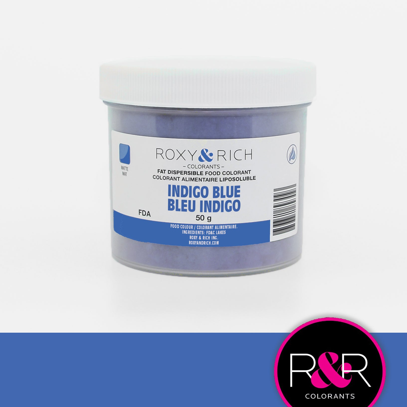 Colorant Alimentaire Liposoluble Bleu Indigo 50gr   - Roxy & Rich - Colorant alimentaire liposoluble - P50-B06