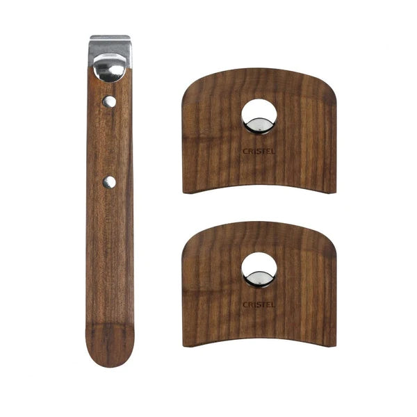 Poignée Amovible En Bois De Noyer Cristel Casteline - Ergonomique, Verrouillage Automatique, Pour Ustensiles De Cuisine - 10