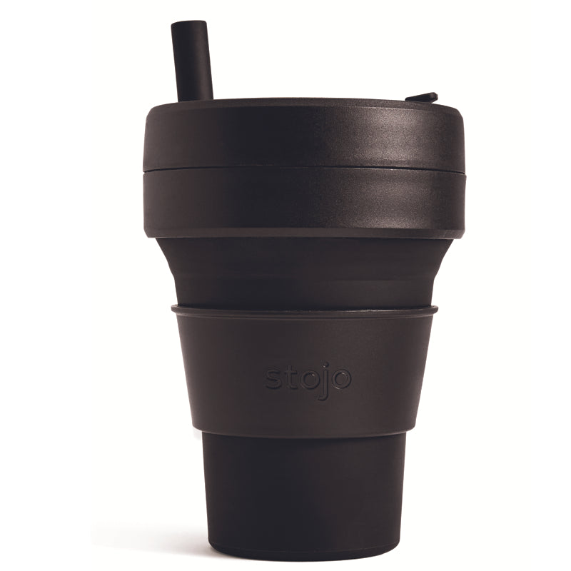 Tasse pliante de poche - 470 ml / 16oz Noir   - Stojo - Tasse à café et à thé - STO1602BK