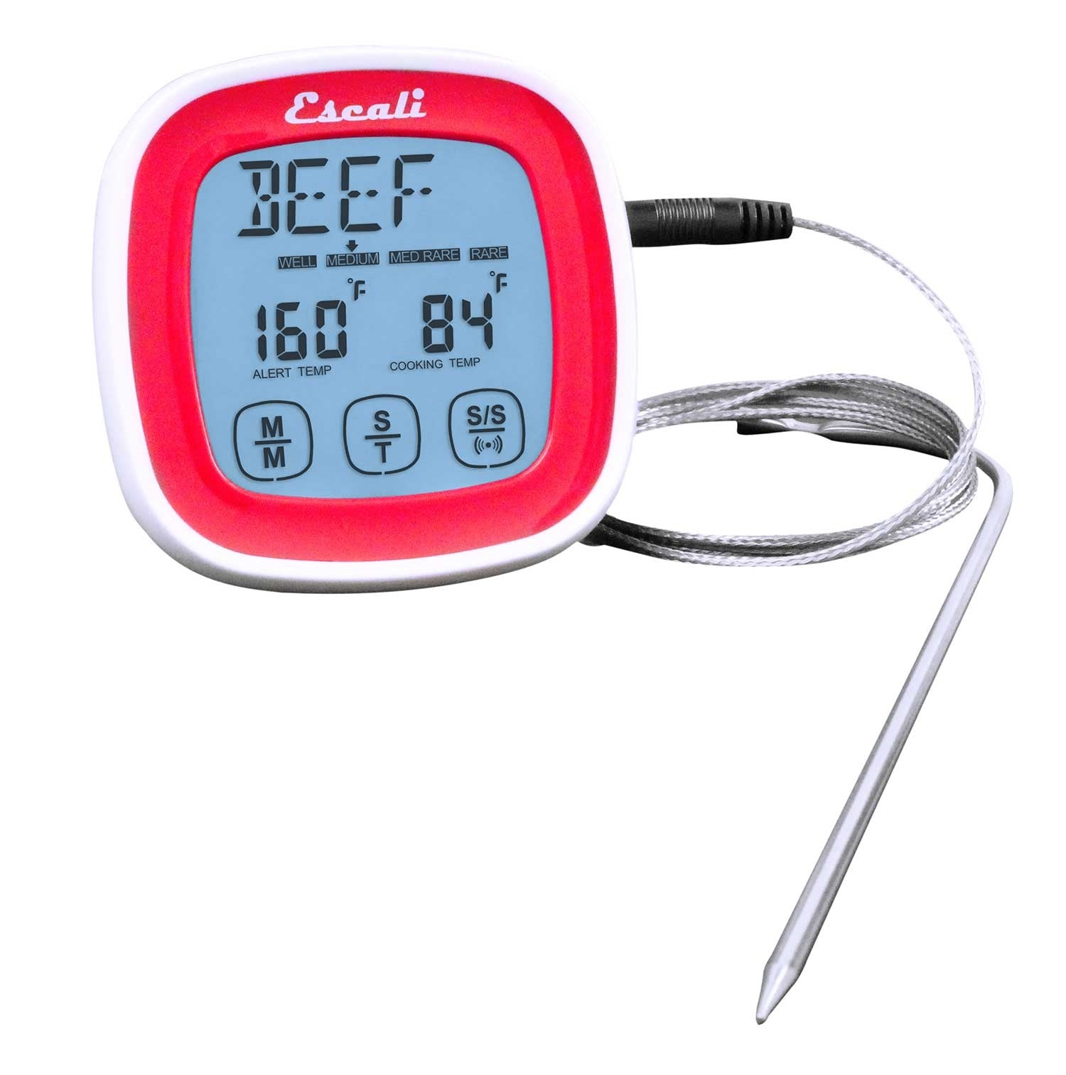Thermomètre et minuterie à écran tactile Rouge   - Escali - Thermomètre de cuisine - DHR2-R