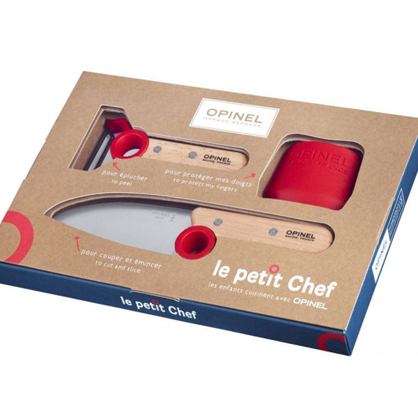 Opinel - Coffret Le Petit Chef (couteau+protège doigt+éplucheur) - rou