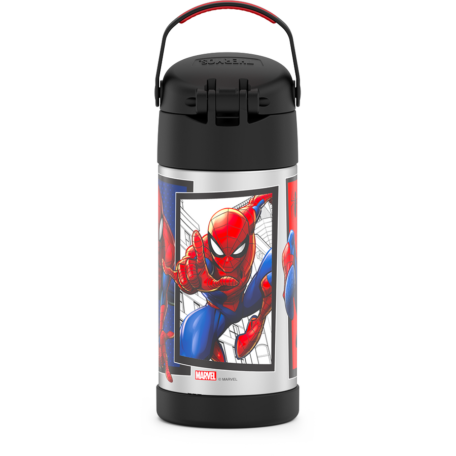 Gourde/gobelet/bouteille Marvel Spiderman avec bec verseur - bleu -  aluminium - 600 ml