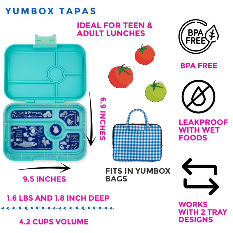 Yumbox – Tapas – Antibes Blue avec plateau Groovy (4 compartiments) *    - Yumbox - Boîte à repas - 